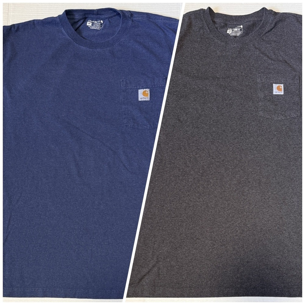 CARHARTT K87 - Men's Pocket T-Shirt Lot of 2 - Blue Gray Loose Fit - Size 2XL